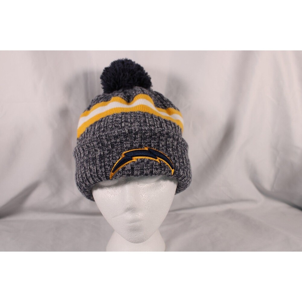 New Era Los Angeles San Diego Chargers NFL Cuffed Pom Knit Beanie Hat M/L Lined